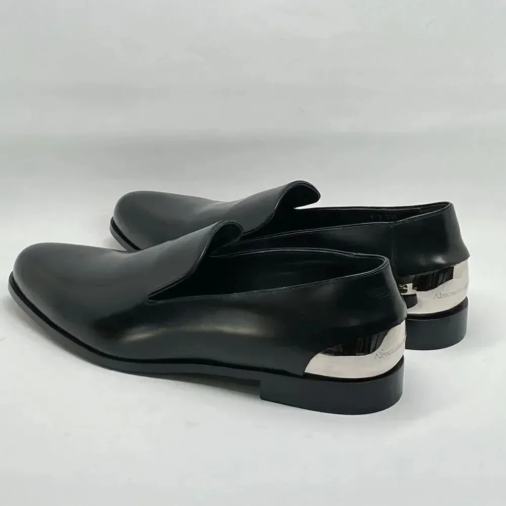 Alexander McQueen Metal Heel Leather Loafers size 43.5/us size 10.5